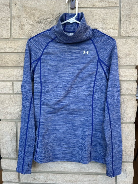 Under Armour Tops - Under Armour Heathered Blue Performance thermal Long Sleeve high neck pullover